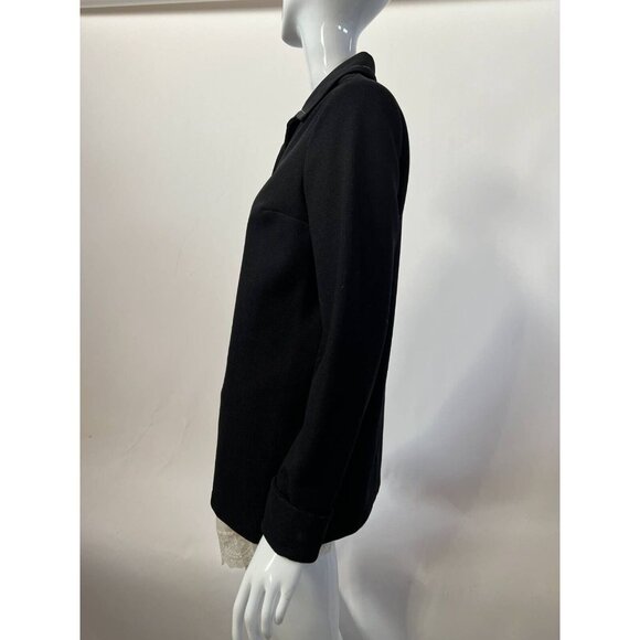 Vintage Womens Jacket Coat Black Button Up Collar Textured Long Sleeve L - Picture 10 of 12